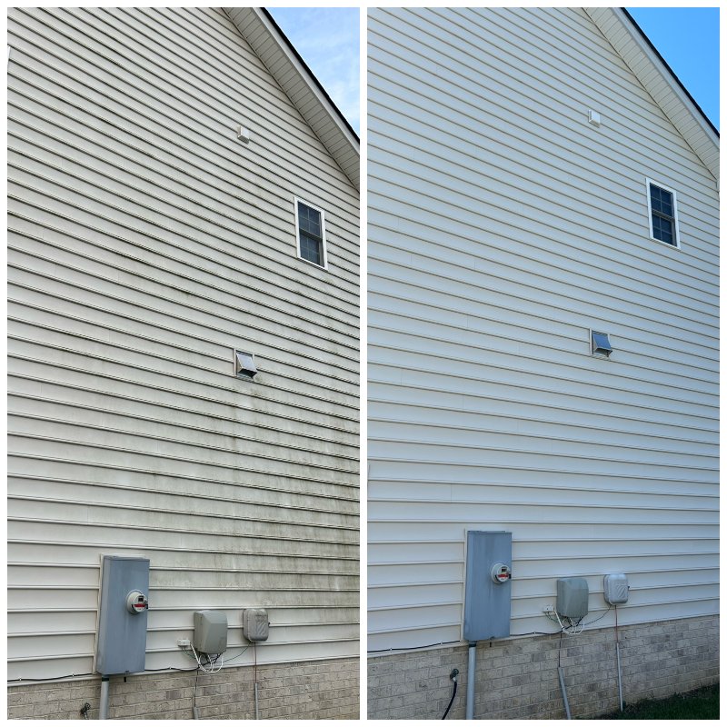 white home siding before and after cleaning